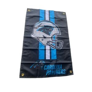 NFL Carolina Panthers Vertical Wall Flag Helmet Logo Banner Black Blue 2x3 Foot